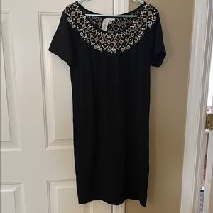 J. Jill Black Dress with Intricate Embroidery 100% Cotton